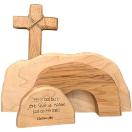 BTSEURY Easter Resurrection Scene Wooden Ornaments for The Home Table Jesus Ornaments Nativity Scene Decorations Christian Figurine Ornament