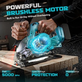 Ecarke Cordless Circular Saw 7-1/4" Compatible with Makita 18v Battery, 5000RPM Electric Circular Saw with Laser Guide, 2 Blades(24T & 40T), 0-45° Bevel Cutting, Max 2-1/4" Depth for Wood(Tool Only)