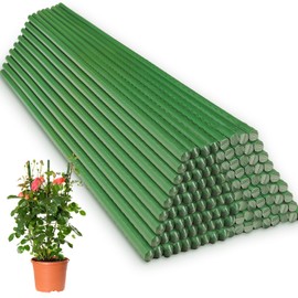Tanlade 100 Pcs 5 Ft/60 Inches Garden Stakes Plants Tomato Stakes Metal Plant Sticks Support Plastic Coated Sturdy for Potted Plant Stakes, Tomato Stakes, Beans, Trees, Outdoor Indoor