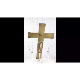 Rustic Western Faux Wood Grain With Layered Silver Scroll Crystals Wall Cross