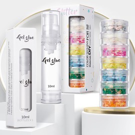 Lucktao 7-colour glitter make-up set, body glitter sequins, glitter sequins, mermaid sequins, for nail art and body, face, hair, clothing decoration, feminine glitter make-up sequins.