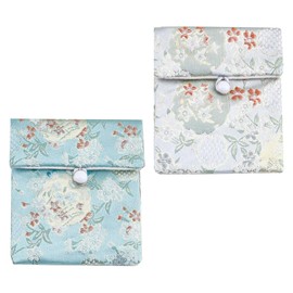 EsiFare Prayer Bag, Fashionable, Women's, Set of 2, Prayer Bead Holder, Women's, 3.5 x 4.1 inches (9 x 10.5 cm), Power Stone, Japanese Pattern, Green, Birthstone Storage Case, Bracelet, Portable