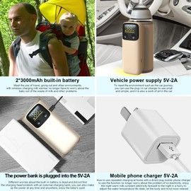 AGWIM AGWIM Portable Baby Bottle Warmer for Breastmilk or Formula - Fast Heating, Leak-proof, 18W Fast Charging, Nightlight, Temperature Display, Can Use while Charging, 6000mAh, Gold