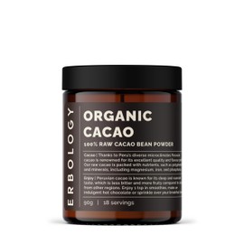 Erbology Organic Cacao Powder 90g - 18 Servings - Sustainably and Ethically Sourced Straight from Farm in Peru - Small Batch - Vegan - GMO-Free