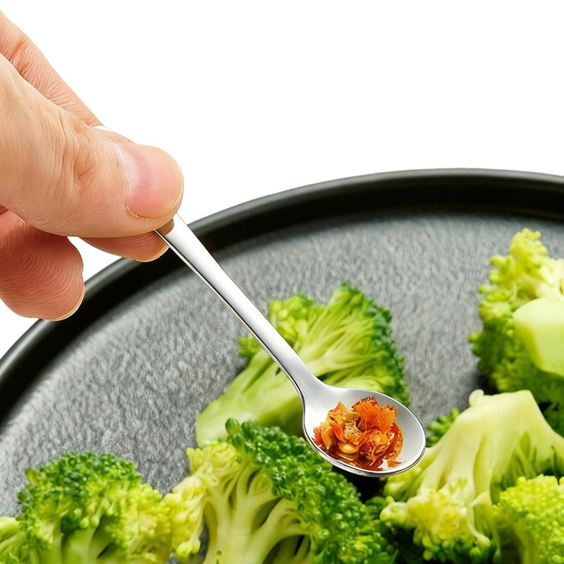 8pcs 7.5cm×1.6cm Tiny Stainless Steel Spoons Set, 304 Steel Mini