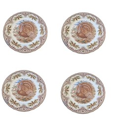 RoyalStaford TurkeyThanksgiving Dinner Plates, 11 Inch Earthenware Thanksgiving Theme, Set of 4