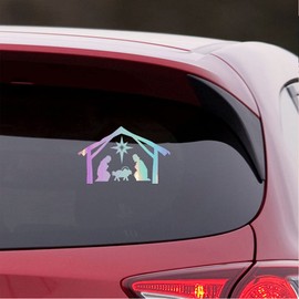 NBFU Nativity Baby Jesus Christian Christmas 2 (Holographic Opal Purple) (Set Of 2) Premium Waterproof Vinyl Decal Stickers For Laptop Phone Helmet Car Window Bumper Mug Tuber Cup Door Wall Decoration