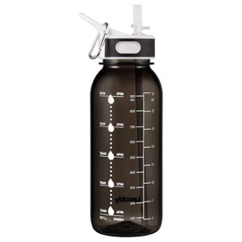 Ghonlzin water bottle, 1 litre sports bottle with time marking, tracker drink bottle, water bottle with fruit insert, dishwasher safe, for athletes