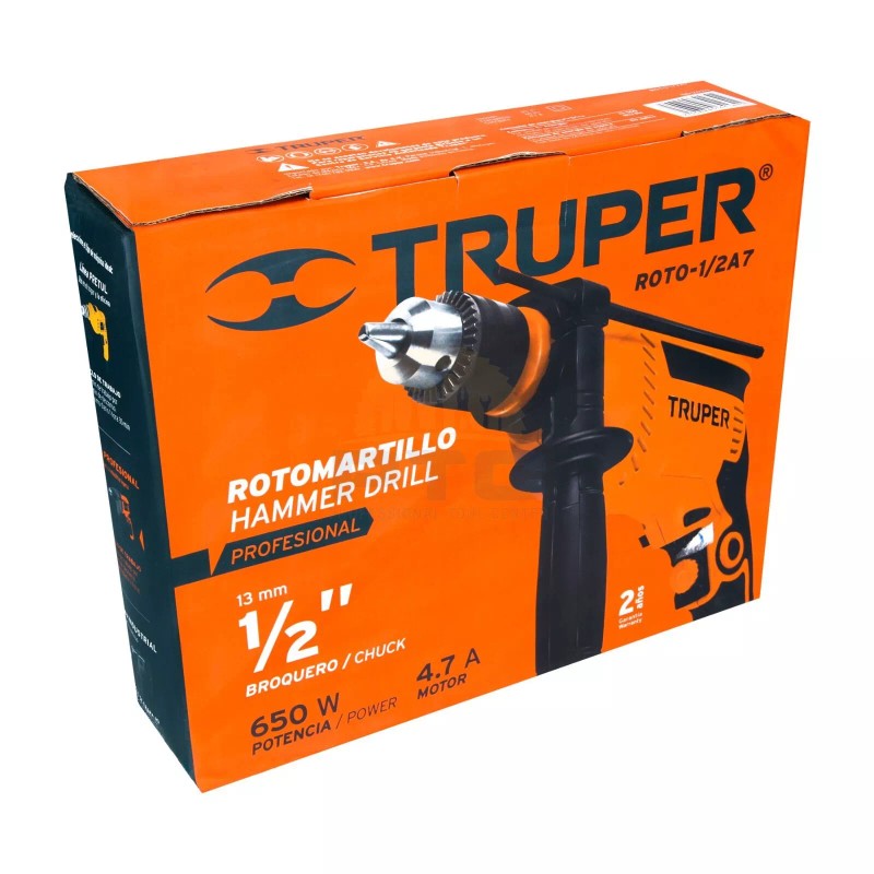 Truper ROTO-1/2A7 Rotary hammer 1/2" 650 W, professional