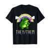 Non-Binary They Them Pronoun Frog Cute Nonbinary Queer Flag T-Shirt,