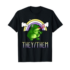 Non-Binary They Them Pronoun Frog Cute Nonbinary Queer Flag T-Shirt, black