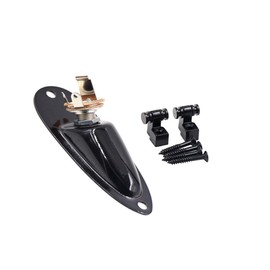 DISENS Electric Guitar Loaded Jack Socket Plate,Guaitar Roller String Tree with Mounting Screws for Guitars Replacement Parts Black