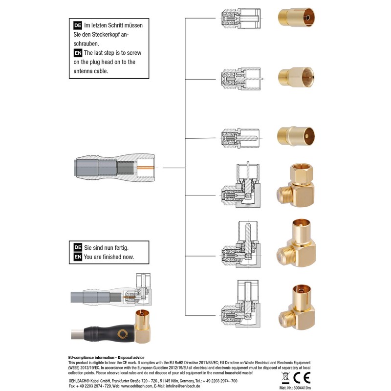 Oehlbach Transmission Shift M+F Antenna Plug & Socket IEC Coax