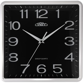 PRIM Square Design Plastic Wall Clock, Square, Arabic Numerals, White/Black, Quartz Movement, Modern, Analogue Wall Clock, Wall Decoration, Living Room, Kitchen, Office, Bedroom