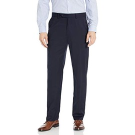 Palm Beach Men's Philip Flat Front Dress Pant, Navy, 30W Regular