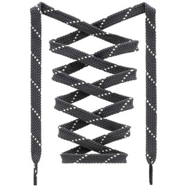 DANHUA Flat Thick Sneakers Shoelaces: 2 Pair 47.24 inch Dark Grey White Twill Point Athletic Shoe Laces