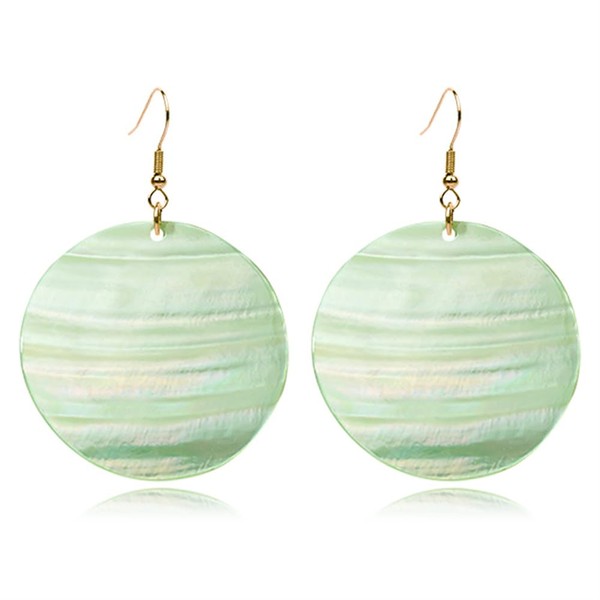 Trendy Light Weight Round White Shell Dangle Earrings for Women