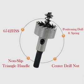 TF HSS Stainless Steel Carbide Hole Saw Cutter Hole Saw Tooth HSS Hole Saw Drill Bit Circle Cutter Spiral Drill Bit Suitable for Cutting Plastic, Wood, Metal, Steel