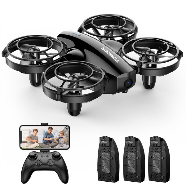 TOMZON Mini Drone with Camera for Kids, A24W 1080P FPV Camera Drone with Battle Mode, Toy Drone for Kids with 3 Batteries 24 Mins, Throw to Go, Stunt Fly Tricks, RC Quadrocopter with One Key Start Altitude Hold