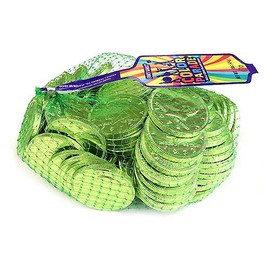 Fort Knox Kiwi Green Milk Chocolate Coins - 1 LB Mesh Bag