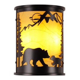 Monyohame Rustic Bear Wall Sconces, 2 Light E12 Base Modern Farmhouse Wall Lamp for Bedroom, Living Room, Hallway, Stairway, Headboard, Porch, Cabin -9 .4”H* 7”‎W*4.6”‎ D