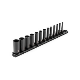 TEKTON 1/4 Inch Drive Deep 12-Point Impact Socket Set with Rail, 13-Piece (5/32-11/16 in.) | SID90105