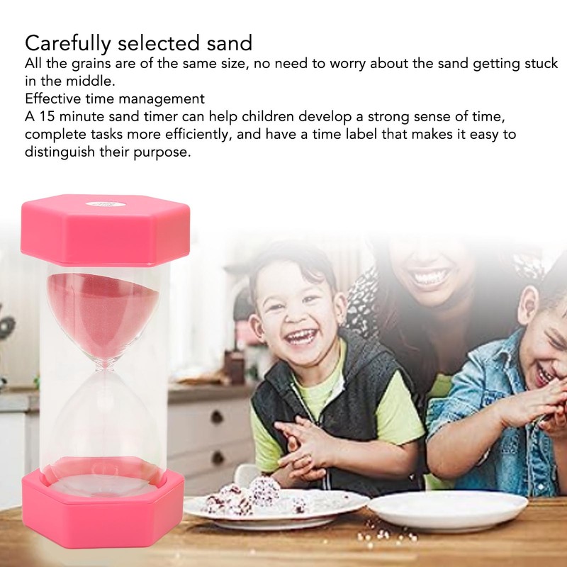 2pcs Hexagonal Hourglass 15 Minutes Learning Sand Timer Portable Plastic