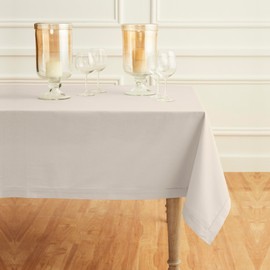 Solino Home Cotton Linen Tablecloth 58 x 144 Inch - Hemstitch Linen Table Cloth for Rectangle Tables - Machine Washable Tablecloth for Summer