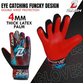 ZASH Soccer Goalie Gloves for Kids, Youth & Adult Football Goalkeeper Gloves Double Wrist Protection with 4-mm Latex Strong Grip Palm (Red, Size 8 Suitable for Size M-L Adult)