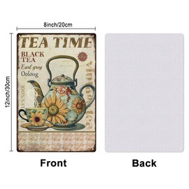 SUPERDANT Tea Time Tin Sign Teapot Teacup Metal Tin Sign Vintage Tin Signs Kitchen Metal Plaque for Restaurants Pubs Coffee Bar Vintage Metal Poster Wall Decoration Housewarming Gifts