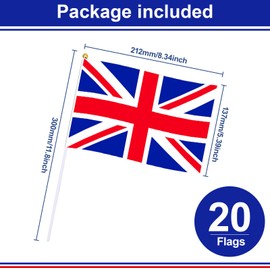 Union Jack Hand-Held Flags, VJ-Day 80th Anniversary Decorations, 20pcs Hand Held Small Flags British National Flag for Celebrations and Events