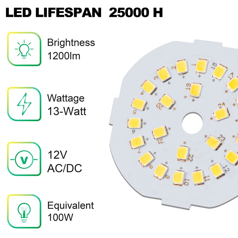 LED 12V Light Bulb, 100W Equivalent, Daylight White 5000K, 13W