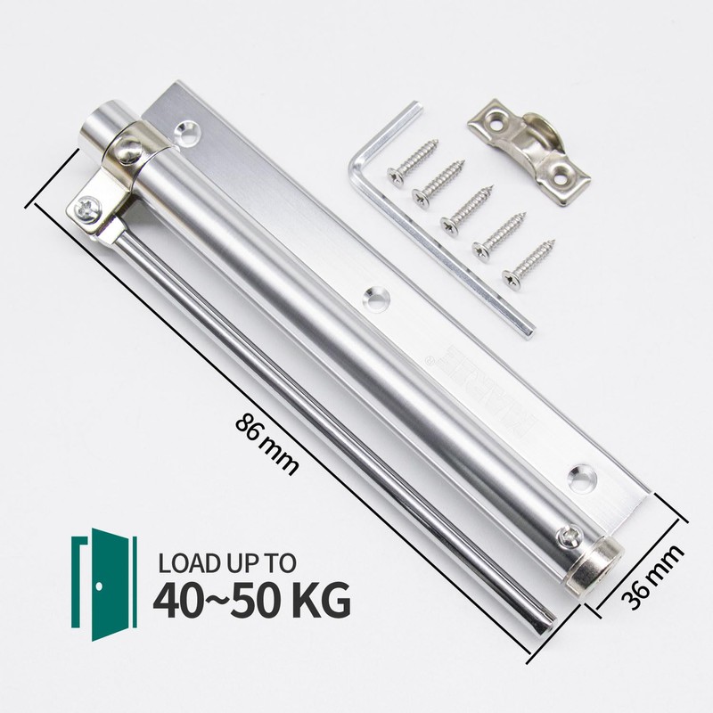 MARIE Automatic Door Closer, Stainless Steel, Adjustable Spring Door Closer