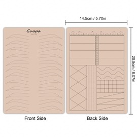 3PCS Microblading Practice Skin with Pre-Printed Brow Patterns – Silicone Mapping Guide Sheet for Eyebrow Tattoo, Hair Strokes and Shading (3PCS Pink Design #13)