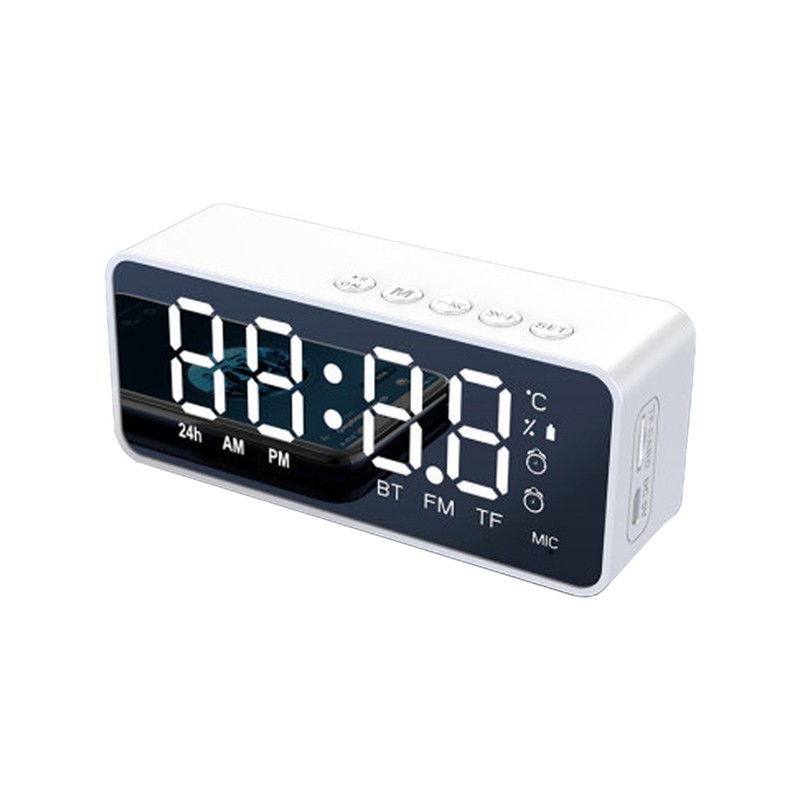 Digital Alarm Clock with BT Speaker, Mirror LED Display Clock