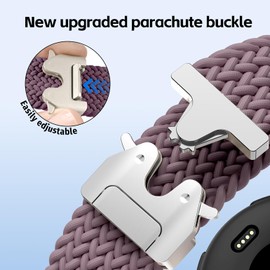 Oanux 18mm Stretchy Braided Nylon Compatible with Garmin Venu 3S Watch Band 41mm/Vivoactive 4S/Vivomove 3S/Venu 2S/Forerunner 255S 265S, Parachute Buckle Elastic Soft Sport Strap for Women Men