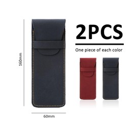 KSBBHDS Pack of 2 Pencil Case, PU Leather Pencil Case, Pencil Case, Protective Case, Flip Pen Case, Leather Pen Storage Case, multicoloured, Retro