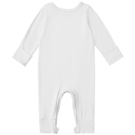 Exemaba Baby & Toddler Zip Sleepsuits Rayon of Bamboo Newborn Pyjamas with Reversible Mittens, Footless Sleep N Play, Long Sleeve Romper(White,12-18 Months)