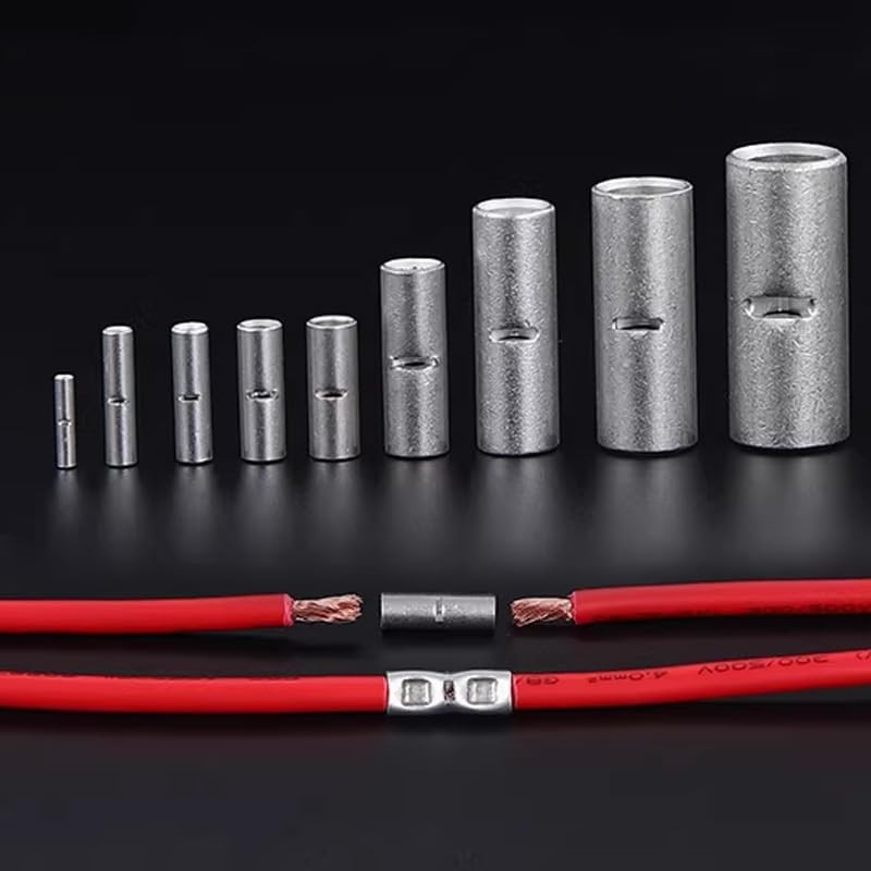 kuosbiu 100 PCS Non-Insulated Butt Connectors Kit, AWG 26-22 Wire