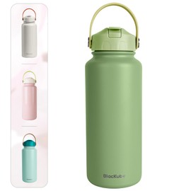 Blackube Water Bottle, Straw, 1 Liter Vacuum Double Wall Sports Bottle, Cold Insulator, Large Capacity Water Bottle, Stainless Steel Vacuum Flask, Perfect for Girls, Boys, Taxi Drivers and Outdoor