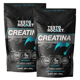 Creatina Monohidratada Micronizada | 200 Servicios 5gr porcion | Pre entreno Alta Pureza Sin Sabor y Alta Disolucion | Creatina Testo Rocket Polvo 1 k