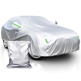 LIGUTEC Funda para Auto Impermeable, Universal Cubierta para Automovil 490x185x150cm con Bolsa, Cubre Carro Proteccin Solar UV Lluvia Nieve con Tiras 