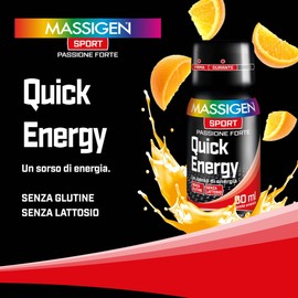 MASSIGEN SPORT - QUICK ENERGY STIMOLANTE TONICO LIQUIDO 60 ML senza glutine senza lattosio caffeina, eleuterococco, vitamina c GUSTO ARANCIA X 1