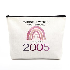 20st Birthday Gifts for Her Makeup Bag 20st Birthday Decorations Boho Rainbow Birthday Gifts from Mom for 20 Year Old Female Women Her Daughter Niece Making The World A Better Place Since 2005