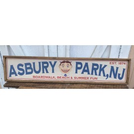 Handmade Rustic Style Asbury Park Wooden Sign Home Decor Framed - 8"x36"