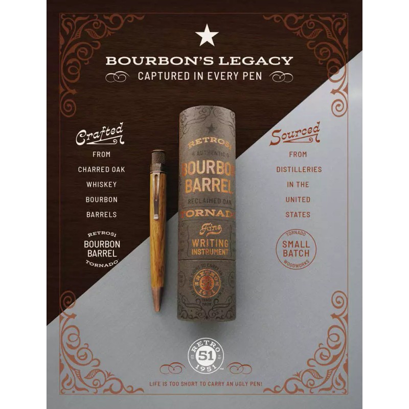 Retro 51 Tornado™ Woodworks - Bourbon Barrel Rollerball Pen