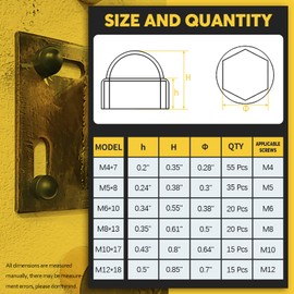 Mardatt 160Pcs 6 Sizes Bolt Covers Screw Caps Assortment Kit M4 M5 M6 M8 M10 M12 Plastic Acorn Nut Dome Hex Cap Cover for Protecting Hexagon Screws Bolts,White