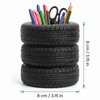 Fun Tire-Shaped Pen Holder – Black PVC Desk Organizer for