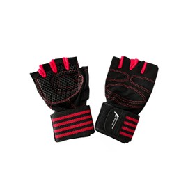 Fortune Favors The Swole Workout Gloves for Men and Women, Wrist Support Straps, Exercise Gloves for Weightlifting, Strength Training, Gym, Home Gym (Large, Black/Red/Red)