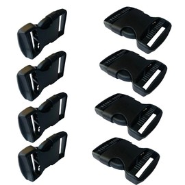 SHUYUNGE 8Pcs 40mm/1.5 Inch Quick Side Release Buckle Black Plastic Buckle Clips Dual Adjustable Buckles for 1.5 inch Webbing Strap Luggage Straps Pet Collar Backpack Repairing